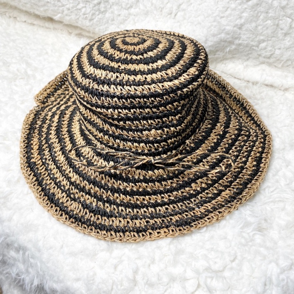 Scala Gal Black N Tan Floppy Paper Hat